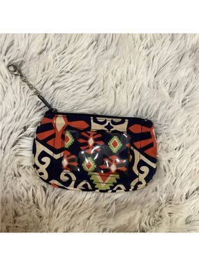 Vera Bradley zip ID Coin Keys Cards holder case with lobster claw clasp